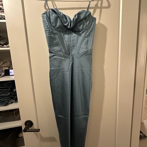 House of CB Myrna Corset Midi Dress Bodycon Agean Blue NWT Size S - Picture 2 of 7